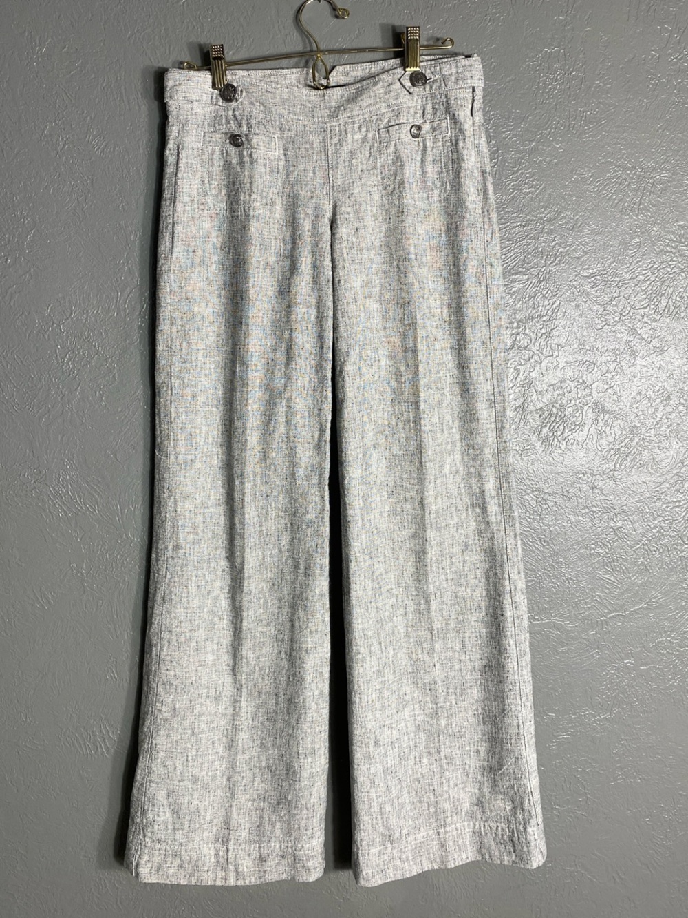 Express Linen Blend Wide Leg Pants 00 Gray Sailor Button Trouser